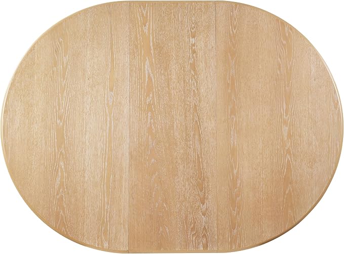 LUMISOL Extendable Round Dining Table for 4-6 People, 47”-63” Oval Kitchen Table with 16” Removable Leaf and Solid Wood Legs for Kitchen, Dining Room, Natural