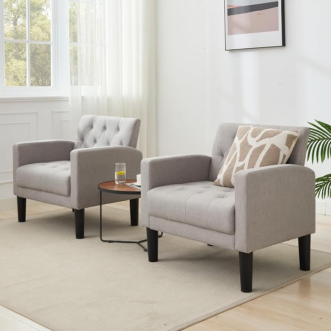 TYBOATLE Accent Chair Comfy Living Room Chair Tufted Mid Century Modern Accent Chairs Cozy Upholstered Reading Armchair for Office Bedroom