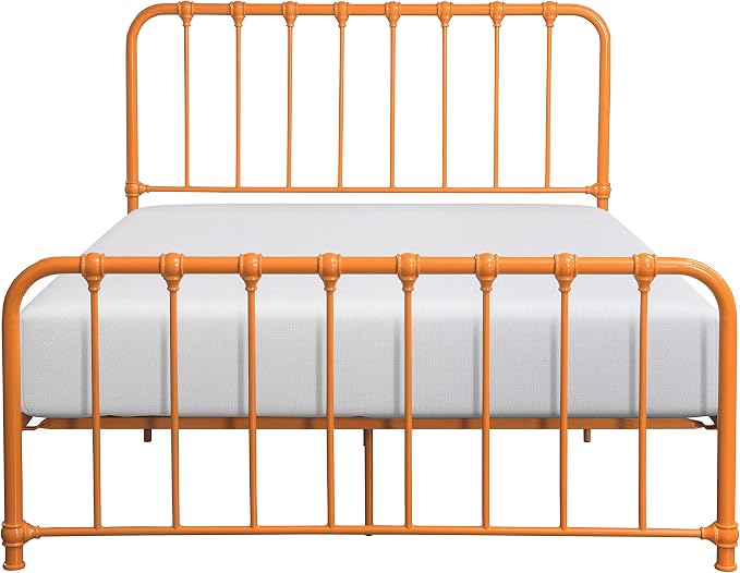 Lexicon Full Metal Bed Frame, Platform Bed with Strong Metal Slat Support Under Bed Storage, Full Bed Frame with Headboard, No Box Spring Needed, Easy Assembly, Full, Orange