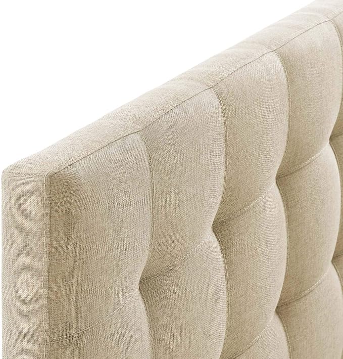 Modway Lily Tufted Linen Fabric Upholstered Queen Headboard in Beige