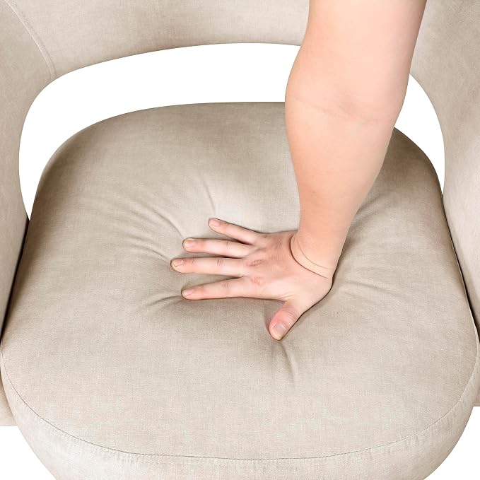Lexicon 360 Degree Swivel Accent Chair, Modern Comfy Velvet Round Barrel Chair, Open Back, Plush Foam Cushions, Metal Swivel Base for Living Room/Bedroom/Office/Small Spaces, Taupe
