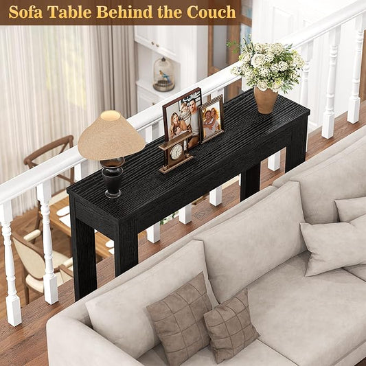Armocity Console Table, Small Farmhouse Wood Entryway Table, Sofa Tables Narrow Long Behind Couch, Entry Table for Entrance, Hallway, Living Room, 32", Embossed Black