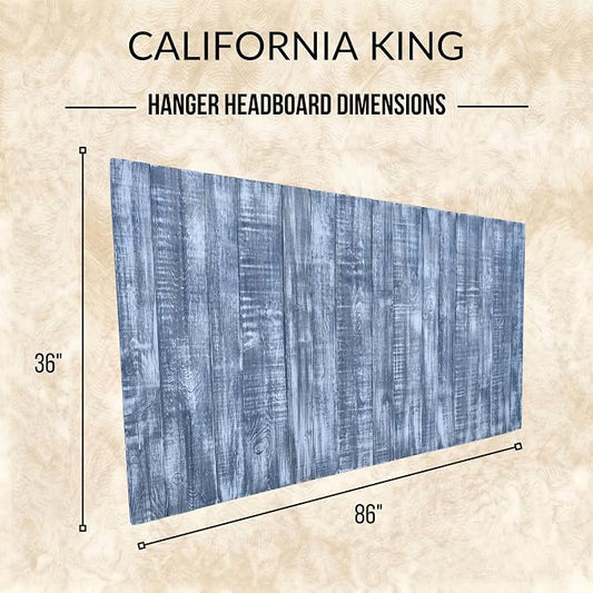 Barn Walls California King Wood Headboard - Blue Stonewash Farmhouse Design - Wall Mounted Floating Headboard for Cal King Bed - Handcrafted Solid Wood - Easy No-Drill Installation