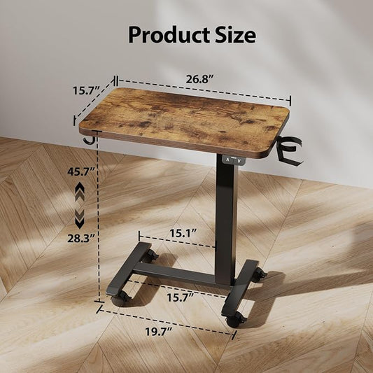 Agilestic Electric Standing Desk, 26 x 16 Inches Height Adjustable Desk, Sit Stand up for Work Office Home, Ergonomic Rising Computer Table with with Wheels, Rustic Brown