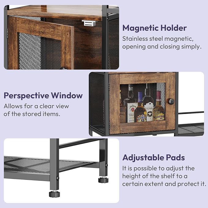 SWTYMIKI Coffee Bar Cabinet for Home - Farmhouse Coffee Stand Station Multi-Purpose Buffet Sideboard Cabinet with Drawers - Kitchen Bar Table for Living Room, Corner, Small Space, Espresso
