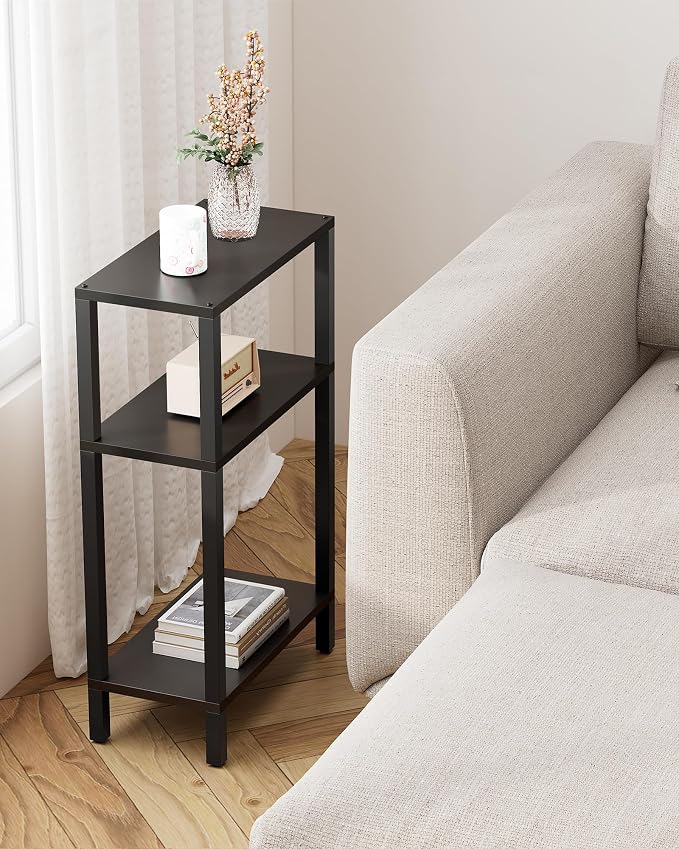TUTOTAK Small Side Table, Narrow End Table, Skinny Sofa Table, Slim Nightstand, Couch Table, Living Room, Bed Room, Black TB01BK077