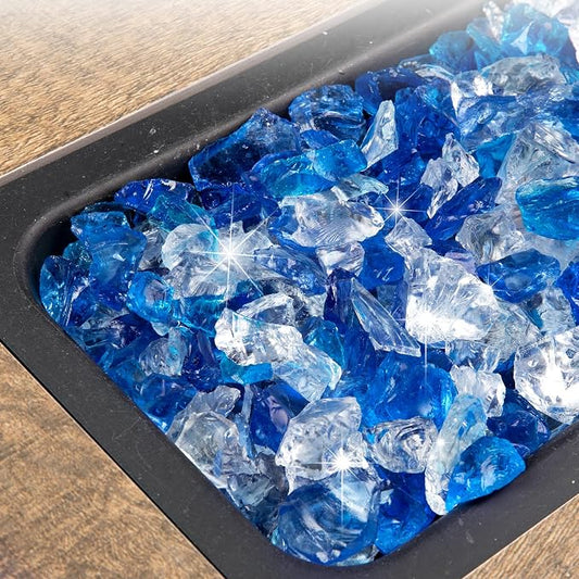 GASPRO 20 lbs Bahama Blend Fire Glass for Fire Pit Table, Decorative Gas Fireplace Glass Rocks, 1/2 Inch