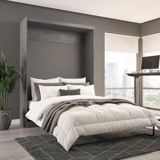 Bestar Pur Queen Murphy Bed, 65-inch Space-Saving Wall Bed for Guest Room or Home Office