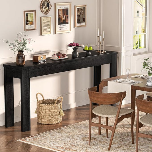 Armocity Console Table, 47" Farmhouse Wood Entryway Table, Sofa Tables Narrow Long Behind Couch, Entry Table for Entrance, Hallway, Living Room, Embossed Black