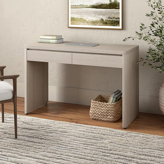 Henn&Hart 48" Modern Rectangular Wooden Home Office Desk Computer Desk Writing Table with 2 Storage Drawers for Home Office, Beech White