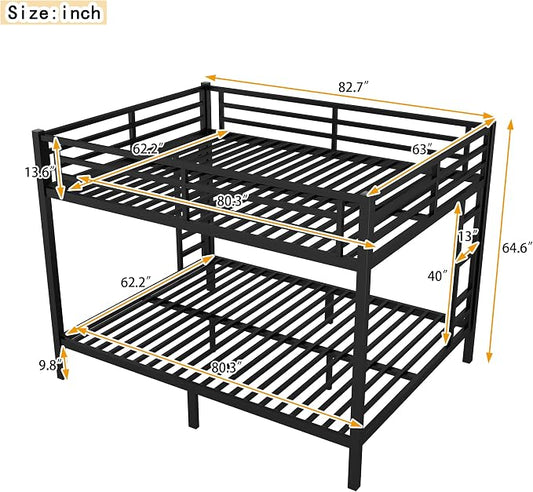 Bellemave Queen Over Queen Bunk Bed for Adults, Teens