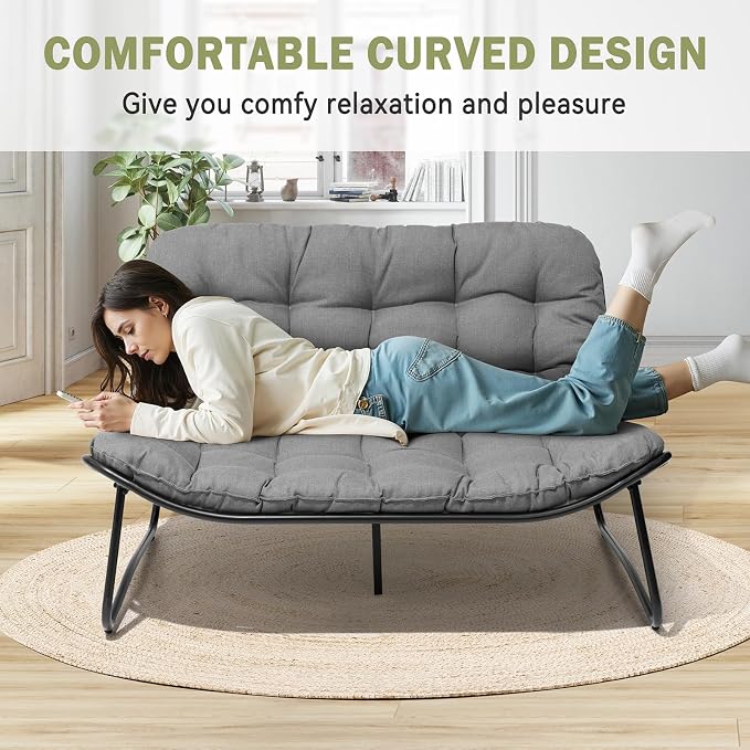 Crestlive Products Outdoor Couch,Patio Loveseat with Soft Cushions All Weather Patio Furniture for Porch/Balcony/Yard (2PC Dark Gray)