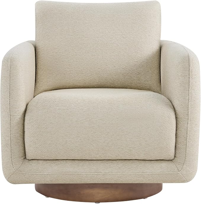Modern Swivel Accent Chair, 360° Rotating Round Barrel Armchair with Performance Fabric Upholstery for Living Room, Bedroom, Office, Reading Nook, Single,Oatmeal