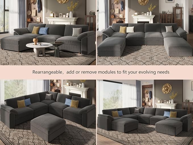 EASE MOOSE Oversized Sectional Modular Sofa,Extra Large L Shaped Couch Wide Deep Seat, Modern Comfy Modular Cloud Couch for Living Room,Removable and Washable