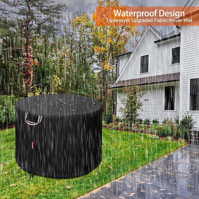 QH.HOME Fire Pit Cover Round for Solo Stove Bonfire 19", Waterproof Smokeless Fire Pit Cover, 600D Strong Tear Resistant, Fits for Gas/Table/Bowl Fire pits - 21" D X 15" H