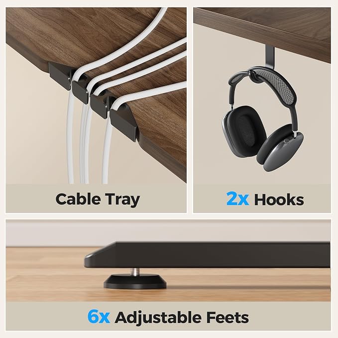 Agilestic L Shaped Standing Desk 63 inch Adjustable Height, Electric Corner Standing Desk, Sit Stand Computer Table with Splice Board, Dark Walnut