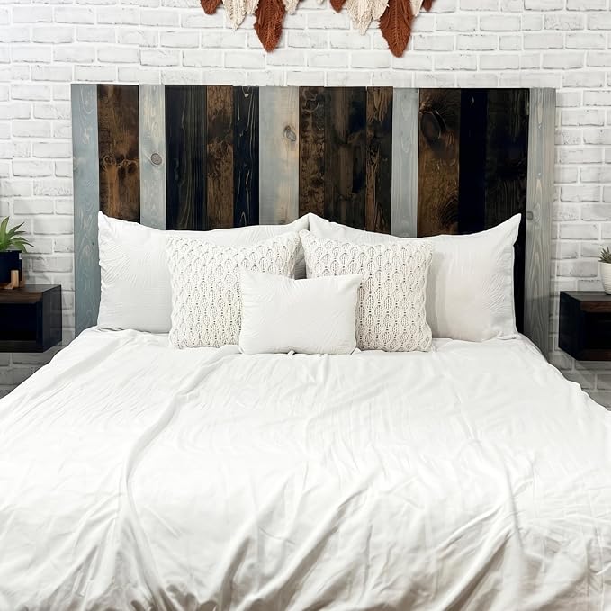 Barn Walls Twin Headboard - All Terrain Mix Multi-Tonal Solid Wood Panels | Wall Mount, Adjustable Height, Made in America
