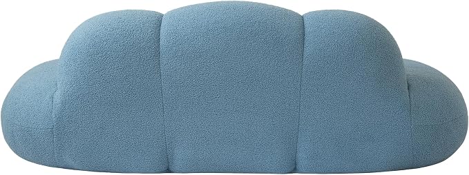 JACH 3 Seater Cloud Sofa for Living Room, Modern Sherpa Upholstered Couch, Minimalist Leisure Sofa, Comfy Cloud Couch for Apartment, Small Space, No Assembly Required (Blue)
