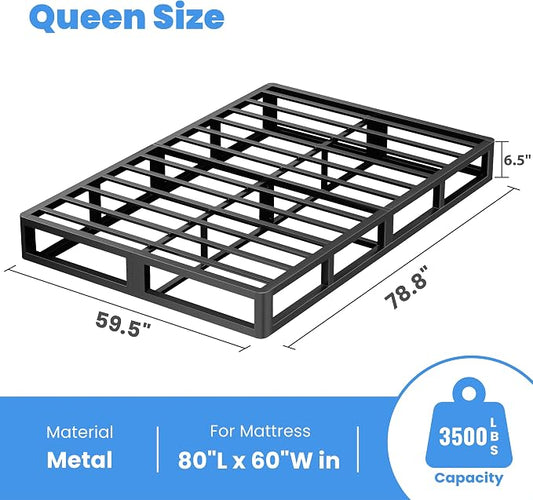 ROIL 7 Inch Queen Box Spring, Heavy Duty Metal Bed Base Mattress Foundation with Fabric Cover, 3500lbs Max Weight Capacity, Easy Assembly, Noise Free, Non-Slip