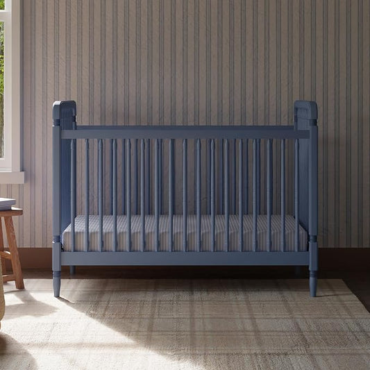 Namesake Liberty 3-in-1 Convertible Spindle Crib, Cove Blue | GREENGUARD Gold & FSC Certified, Converts to Toddler Bed & Daybed, 4 Adjustable Heights, Toddler Conversion Kit Included