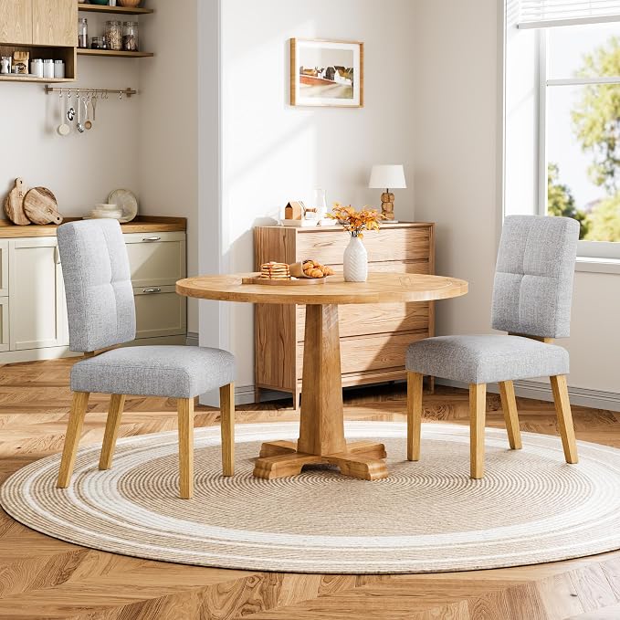 HOMRELEXA Wooden Dining Chairs Set of 6, Dining Room Chairs with Wood Legs, Cloud-Like Cushion & Reinforcement Structure Design for Kitchen/Living Room/Restaurant, Easy Assembly
