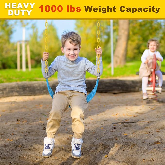 BeneLabel 2Pcs 100" Coated Swing Chain with Carabiners 1000 LBs Capacity Heavy Duty Hanging Chains Porch Swing Chains with Hooks Yellow Chain for Hammock Chairs, Tree Swing, Hanging Chair, Heavy Bags