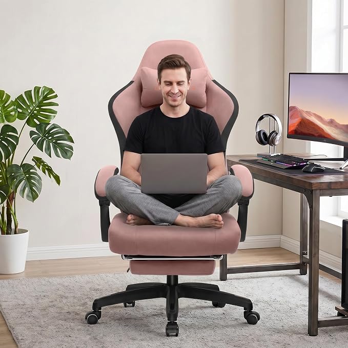 GTPLAYER Gaming Chair, Computer Office Chair with Pocket Spring Cushion, Linkage Armrests and Footrest, High Back Ergonomic Computer Chair with Lumbar Support Task Chair with Footrest
