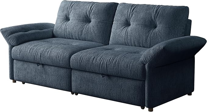 81.5'' Full Sleeper Sofa, Pre-Assembled, Chenille Pull Out Couches Bed, 3-in-1 Convertible Sofa, Adjustable Backrest, Small Loveseat for Small Space, Living Room, Apartment, Chenille Blue