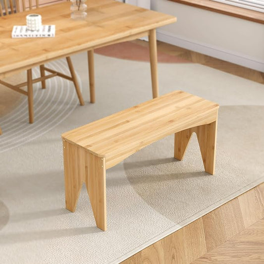 APRTAT Bamboo 35.4" Dining Room Bench, Long Indoor Shoe Bench Seat, Natural | 450LBS Weight Capacity, 2-Person Seat, Rounded Safety Corners, Multi-Scene Use, Easy Assembly