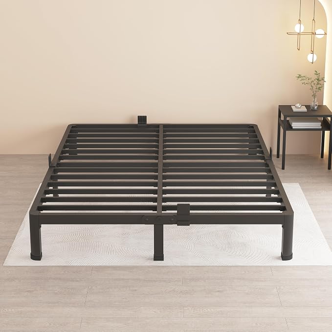 MAF 7 Inch Queen Metal Platform Bed Frame with Round Corner Legs, 3000 LBS Heavy Duty Steel Slats Support, Noise Free, No Box Spring Needed, Easy Assembly