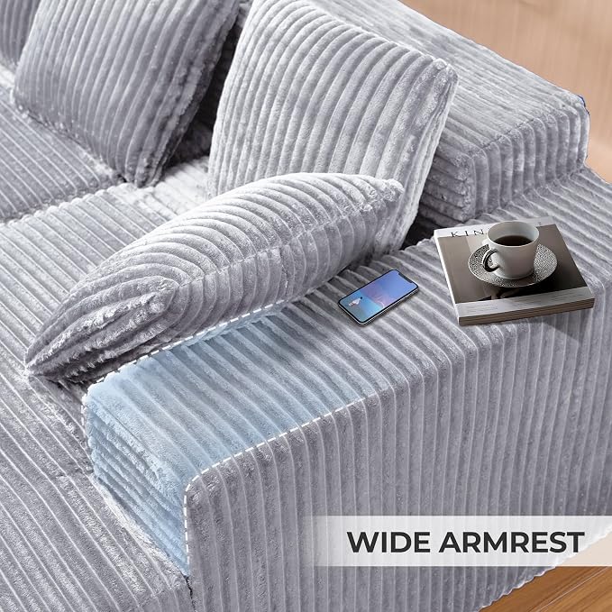 131'' U Shaped Sectional Couches with Chaise Lounge, No Assembly Required Deep Seat Modular Cloud Sofa for Living Room 1PCS, Bedroom(Light Gray)