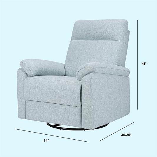 Davinci Suzy Electronic Swivel Recliner with USB Port in Heathered Blue, GREENGUARD Gold & CertiPUR-US® Certified