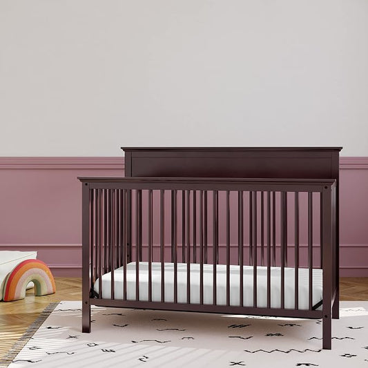 Storkcraft Carmel 5-in-1 Convertible Crib - GREENGUARD Gold Certified, Converts to Toddler Bed & Full-Size Bed, Fits Standard Full-Size Crib Mattress, 4 Adjustable Mattress Heights (Espresso)
