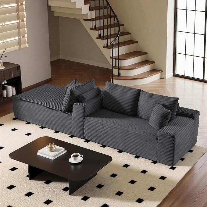 AUGOP 108" Sectional Couches for Living Room Modern Modular Sofa with L-Shape Couchs Upholstered Boneless Couch Deep Seat Sectional Couch with Chaise (Dark Grey, 108" Left Facing Chaise+2Seaters)