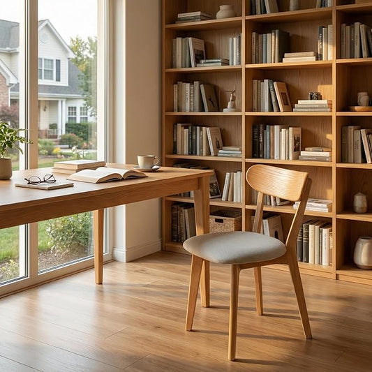 100% Solid Wood Dining Chairs,Mid Century Modern Dining Chairs with Rounded Backrest,Kitchen,Dining Room Chairs Set of 1/2/4 (1, Original Color White Upholstery)