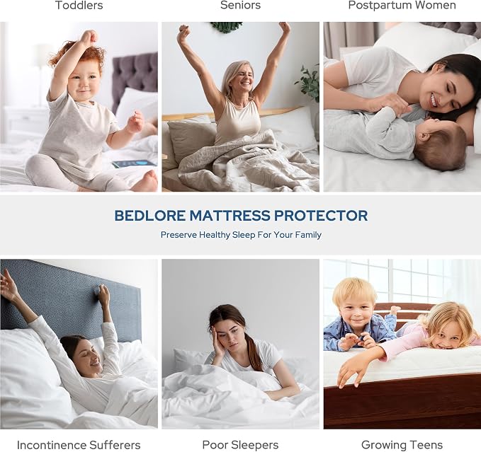 BEDLORE Waterproof Mattress Protector, Twin XL Size Mattress Pad with Deep Pocket 6"-15" Depth, Soft Breathable Dirt-Proof Bed Mattress Cover for Bedroom, College Dorm (Black)