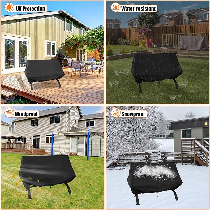 Fire Pit Cover Rectangular 36 Inch 600D,Cover for Rectangular Fire Pit with Grill ,Outdoor Waterproof Firepit Cover - 36 X 27 X 24 Inch
