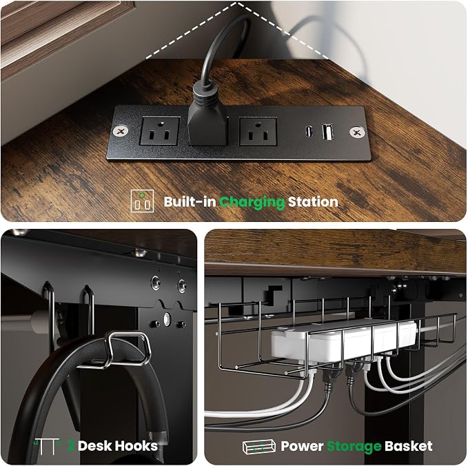SIAGO L-Shaped Standing Desk - 75 x 63 Inch Adjustable Corner Standing Desk with Charging Station - L Shape Sit Stand Table with Memory Controller, Splice Board for Home Office