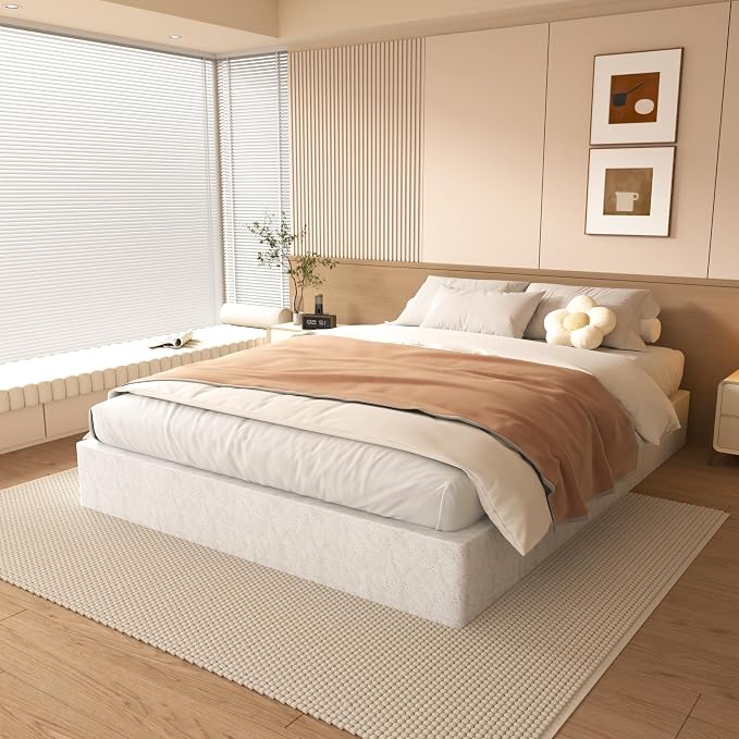 NHODIR 8 Inch Box Spring Queen Size Bed Base, Heavy Duty Metal Queen Mattress Foundation with Fabric Cover, Easy Assembly,Noise Free