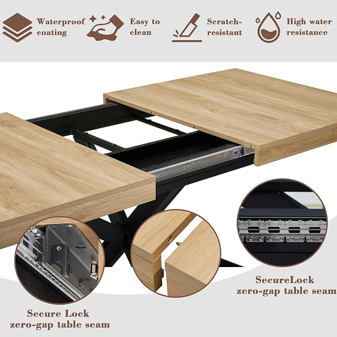 Extendable Dining Room Table for 4 6 8, 55"-71" Long Rectangle Kitchen Table,Wood Expandable Dining Table with Hidden Leaf & Storage, Space Saving, For Kitchen Dining Living Room, Farmhouse, Oak