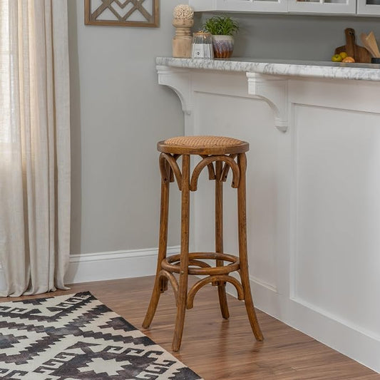 Linon Home Décor Tampa Walnut Backless Bar Stool,