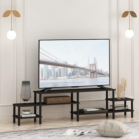 Furinno TURN-N-TUBE TV Stand, 3-Tier Open Design Entertainment Center, Open Shelf TV Console for TV up to 55 Inch, Toolless Assembly, for Living Room, Bedroom, Espresso