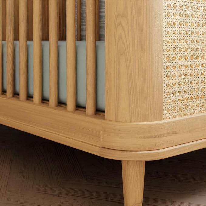 Namesake Marin with Cane 3-in-1 Convertible Crib in Honey and Honey Cane, Greenguard Gold Certified