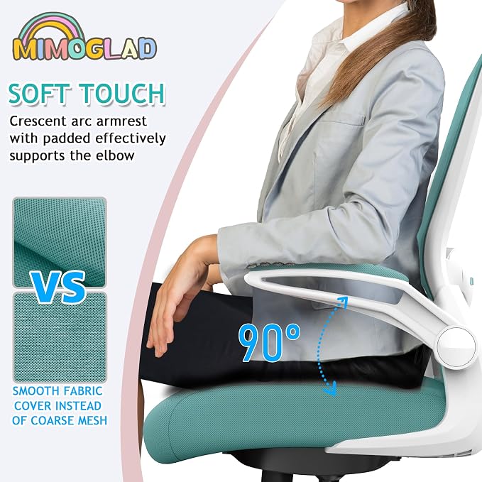 Mimoglad Ergonomic High Back Mesh Office Chair, Adjustable Lumbar Support, Thickened Seat Cushion (Modern, Tiffany Blue)