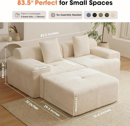 35.4" Foam Filled, No Assembly Required, Suitable for Living Room, Home and Bedroom, for Boneless Sofa, Beige