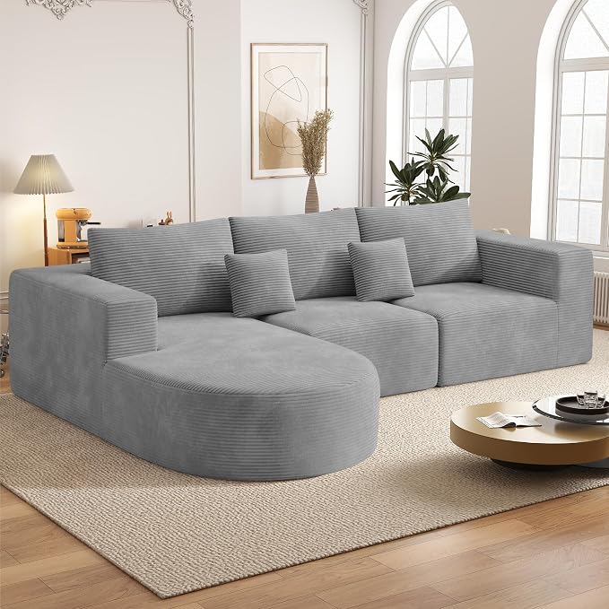 Boneless Couches for Living Room,Cloud Sectional Couch with L-Shape Chaise,Modern Modular Sofa with Deep Seat Upholstered Comfy Couches for Bedroom,No Assembly Required,1PCS