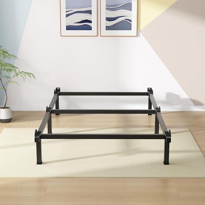 Superay Metal Bed Frame, 6-Leg Bed Base, 8 inches Support for Box Spring, Twin, Easy Assembly, Black