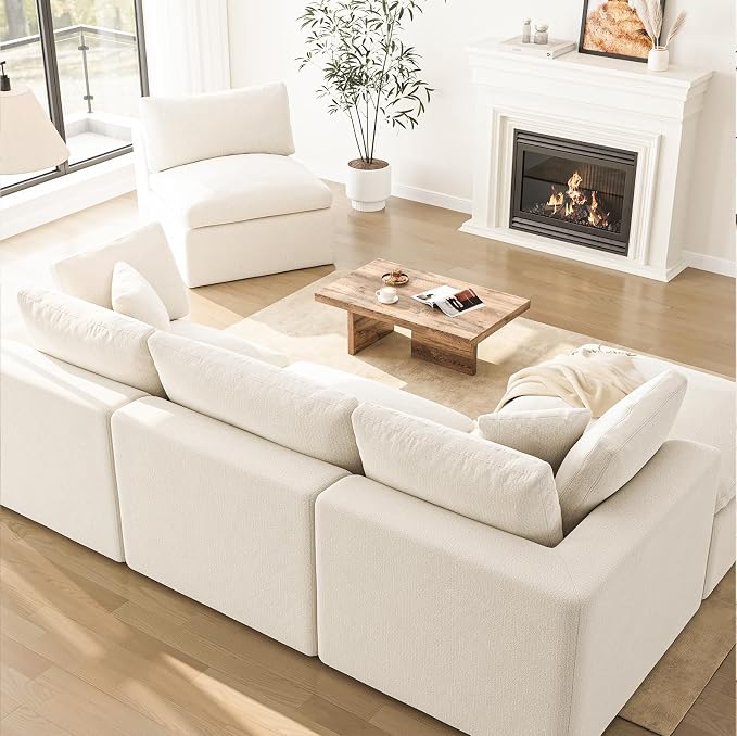 36 Inch Middle Seat | Modular Sectional Couch Sofa | Ivory White