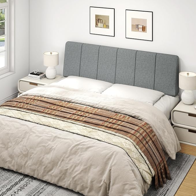 Queen Size Headboard Only-No Assembly, Upholstered Headboard Queen Size Linen Fabric Modern Style Headboards Extra-Thick, Dark Gray