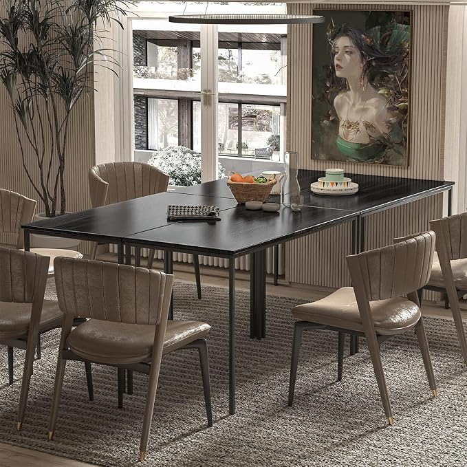 Bonzy Home Conference Table 9FT Office Computer Table for Meeting Room, Study Writing Printer Podcast Table for 8 People, Black, 2PCS, 110.2"x23.6"x29.5"